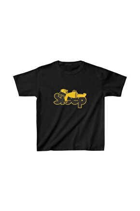 Unisex Çocuk Baskılı T-Shirt - Siyah