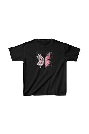 Çocuk Kız Baskılı T-Shirt - Siyah