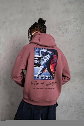 Erkek Astronot Baskılı Kapüşonlu Sweat - Siyah