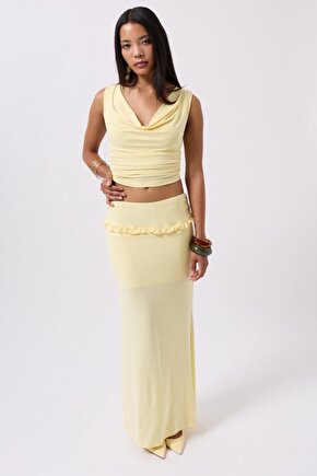 Moda Shop & Butik Katlama Bel Detay Maxi Etek