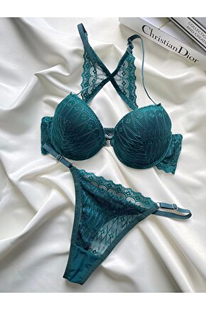 DİLBER MODEL PUSH-UP BALENLİ DANTELLİ SEKSİ GÜNLÜK KADIN  SÜTYEN TAKIM