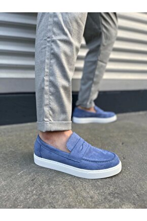 Jy180 Estilo X Bağcıksız Süet Erkek Günlük Spor Klasik Ayakkabı Sbt - Mavi