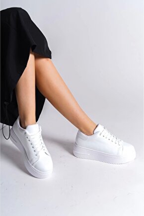 Bıana Bağcıklı Ortopedik Taban Kadın Sneaker Spor Ayakkabı Bt - Beyaz