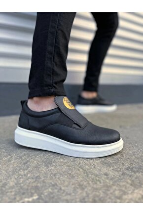 JY161 Hippo Bağcıksız Cilt Erkek Günlük Sneaker Ayakkabı CBT - Siyah