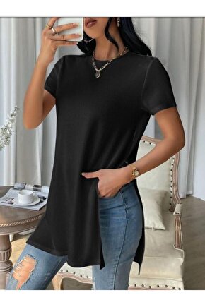 Moda Shop & Butik Kadın Yandan Yırtmaçlı Sandy Kumaş Bluz