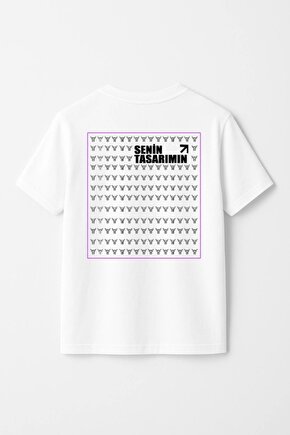 Çocuk Arka Sizin Tasarımınız Basic Tshirt - Beyaz