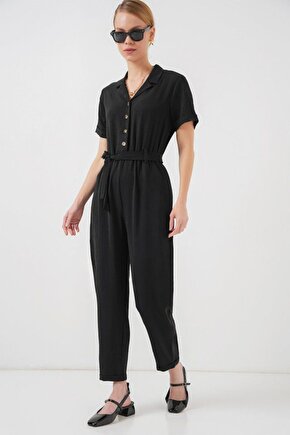 Moda Shop & Butik Kısa Kol Ayrobin Tulum 7030 - Siyah