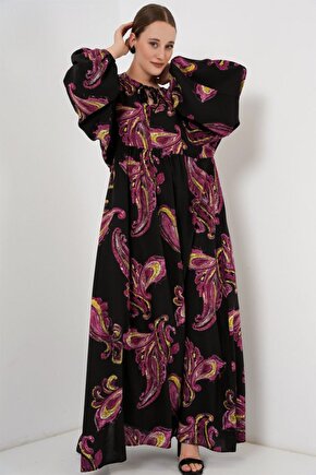 Shop & Butik Balon Kol Uzun Tesettür Elbise 2464 - M. Taba