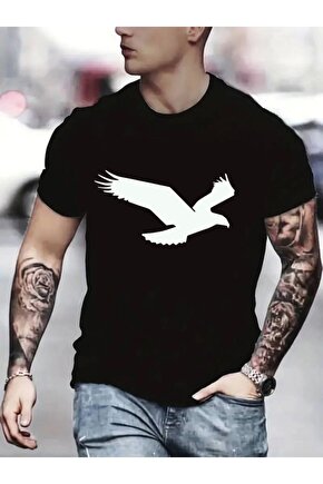 Erkek Kartal Baskılı Süprem T-shirt