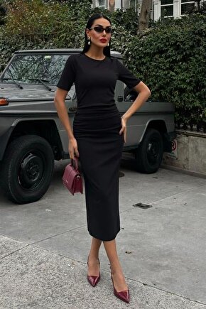 Moda Shop & Butik Beli Büzgülü Midi Elbise 2853