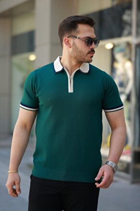 Moda Shop & Butik Erkek Renkli Yaka Kısa Kollu Tişört