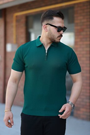 Myterrax Erkek Fermuarlı Yakalı Kısa Kollu Tshirt