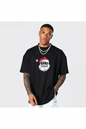 Myterrax Gözlüklü Noel Baba T-shirt - Siyah
