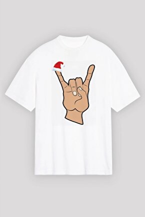 Myterrax Noel Başlıklı Serçe Parmak T-shirt - Beyaz