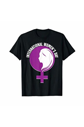8 Mart Dünya Kadınlar Günü Için Özel Baskılı T-shirt - Siyah