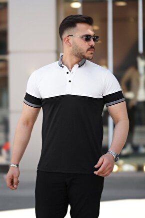 Myterrax Erkek Yakalı Çift Renk Kısa Kollu T-shirt