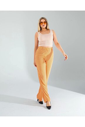 Retro Desen Cepli Turuncu Pantolon