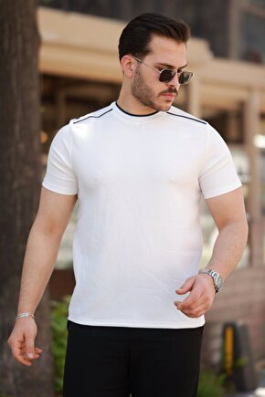 Myterrax Erkek Omuzlar Çizgi Detaylı Kısa Kollu T-shirt
