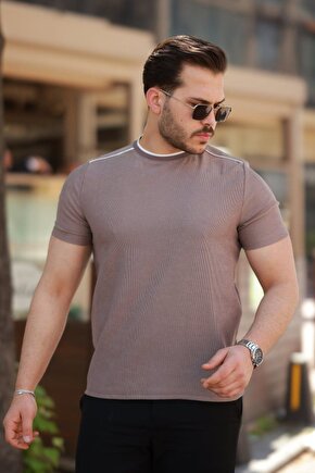Myterrax Erkek Omuzlar Çizgi Detaylı Kısa Kollu T-shirt