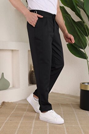 eyesof Erkek Duble Paça Yandan Tokalı Cord Desenli Old Money Pantolon