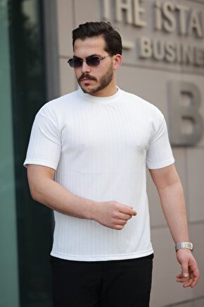 Myterrax Erkek Kısa Kollu Örgü Kumaş Bisiklet Yaka T-shirt