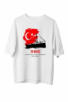 Mra Fashion 19 Mayıs 201 Unisex Baskılı T-shirt - Beyaz