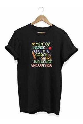 Gelirr 24 Kasım Öğretmenler Günü Baskılı T-shirt - Siyah