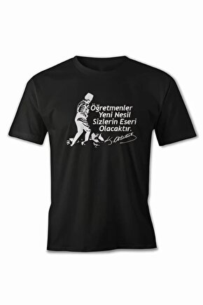 Myterrax 24 Kasım Öğretmenler Baskılı T-shirt - Siyah