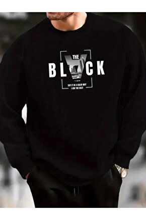 Erkek Uzun Kollu Bisiklet Yaka Black Logolu Iki Iplik Bluz