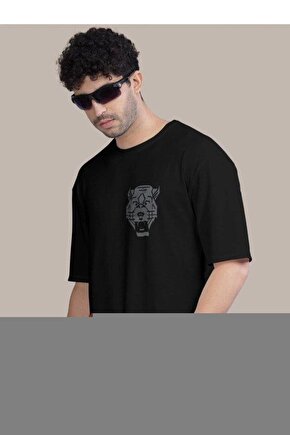 Erkek Baskılı Oversize T-shirt - Beyaz