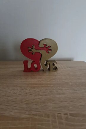 Love Yazılı İkili Kalp Dekorasyon