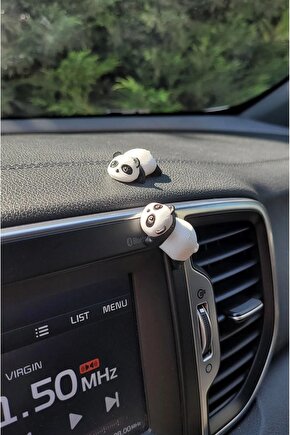 2 Adet Plastik Mini Panda Araç İçi Aksesuar, Araba Dekoru, Klima Süsü, Panda Dekor, Masa Dekoru
