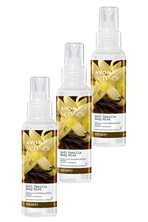 Soft Vanilla Vanilya ve Sandal Ağacı Kokulu Vücut Spreyi 100 Ml. Üçlü Set