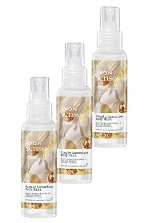 Simply Luxurious Beyaz Şeftali ve Vanilya Orkide Kokulu Vücut Spreyi 100 Ml. Üçlü Set