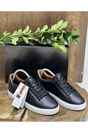 günlük siyah klasik suni deri sneaker erkek spor ayakkabısı