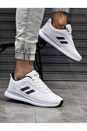 Erkek Beyaz Bağcıklı Triko Günlük Sneaker BKJ4014