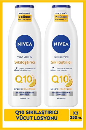 Q10 Sıkılaştırıcı Vücut Losyonu 250ml, 7 Günde Sıkılaştırıcı, C Vitamini, Nemlendirici, X2 Adet