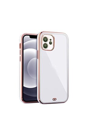 iPhone 12 Uyumlu arka Kapak Kılıf Acık Mavi kenarlı rose