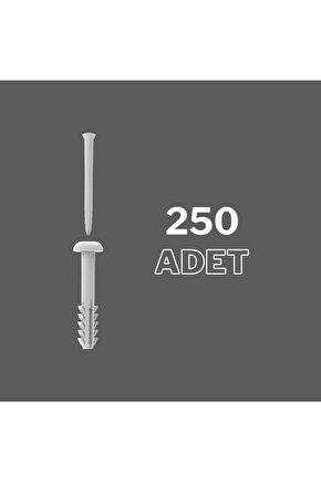 Plastik Çivili Korniş Dübeli Del Çak Dübel 7 Mm - (250 Adet)