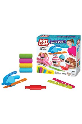 & Art Craft El Presi Hamur Set 200 Gr +4 Farklı Renk +5 Aparat +3yaş