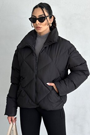 Kadın Siyah Oversize Şişme Mont