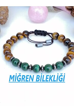 Doğal Taştan Kaplan Gözü-malakit-hematit Taşı Bileklik-migren Bilekliği Akalite