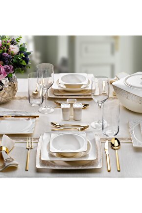 Glamor Point Yemek Takımı 60 Parça-Beyaz