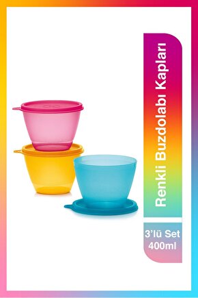 Renkli Buzdolabı Kapları 3lü Set 400 Ml