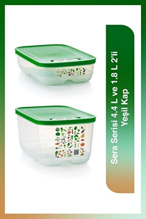 Sera Serisi 2li Gıda Saklama Kabı Yeşil 4.4 Lt Ve 1.8 Lt