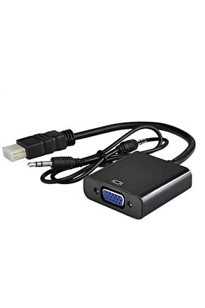 HDMI To VGA Kablo Çevirici Dönüştürücü Ses Destekli Görüntü