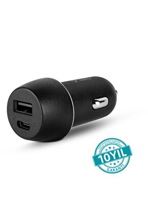 SmartCharger Duo PD 32W Araç Hızlı Şarj Aleti USB-C+USB-A