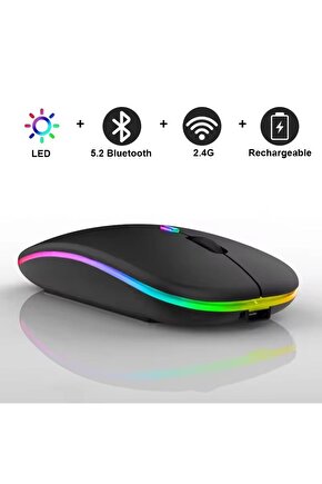 GTX Jaculus V2 10.1 Gaming Tablet İçin Uyumlu RGB LED Işıklı Bluetooth+2.4Ghz Kablosuz Şarjlı Mouse