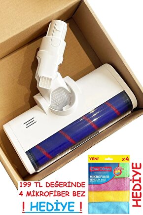 Dream e V8 V9 V10 V11 İçin LED Işıklı Islak Kuru Turbo Süpürge Başlığı Elektrikli Yedek Fırça Başlık