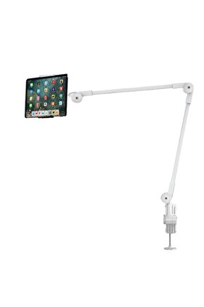 Alüminyum Alaşımlı Ayarlanabilir Uzun Kollu Telefon ve Tablet Tutucu Stand - Yatak ve Masa için
